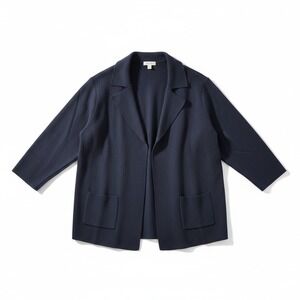 ON 34th Knit Sweater Blazer‎ Black Open Front Career Casual Minimalist XXS